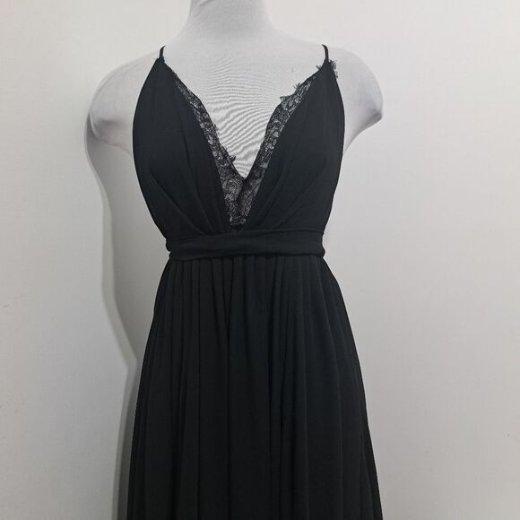 Michael Costello X Revolve Justin Plunging Neckline Sexy Boho Goth Maxi Gown Sm - Picture 15 of 15